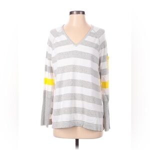 Lisa Todd 100% cotton small striped v-neck sweater.  Light academia preppy